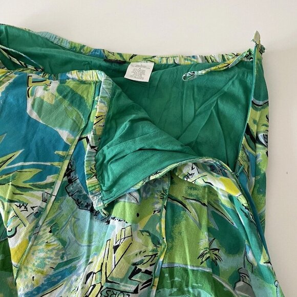 Bila Scarf Hem Skirt L Green Floral Asymmetrical Artsy Flowy Hawaiian Tropical - Picture 9 of 10